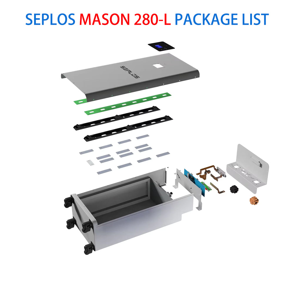 EU Stock Seplos MASON 280 Vertical 48V 280Ah Lifepo4 Energy Storage Battery Box DIY Kit Bundle With Active Balance Board with Wheels (Without cells)