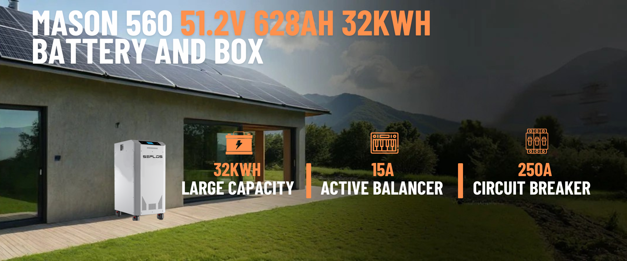 Seplos 48V 51.2V 628Ah 32KWH Mason 560 batteries