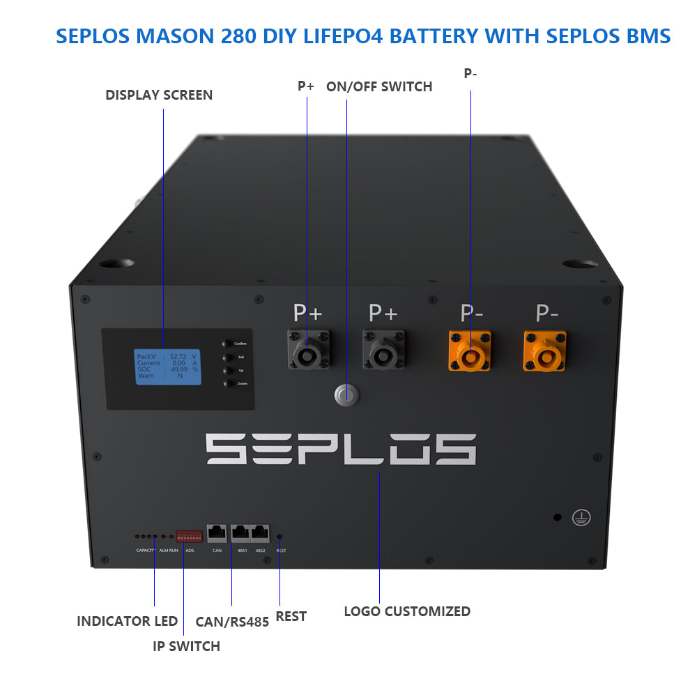SEPLOS-EU-Warehouse-51.2V MASON DIY Box without Active Balance (Compatible 280Ah/304Ah,314Ah CATL 280Ah/302Ah cell)BOX stack type without cells