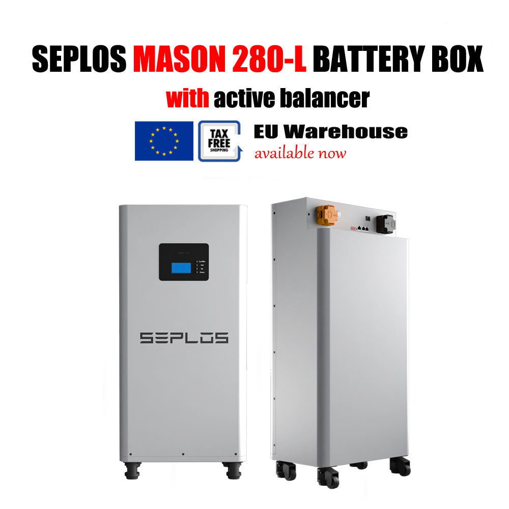 EU Stock Seplos MASON 280 Vertical 48V 280Ah Lifepo4 Energy Storage Battery Box DIY Kit Bundle With Active Balance Board with Wheels (Without cells)