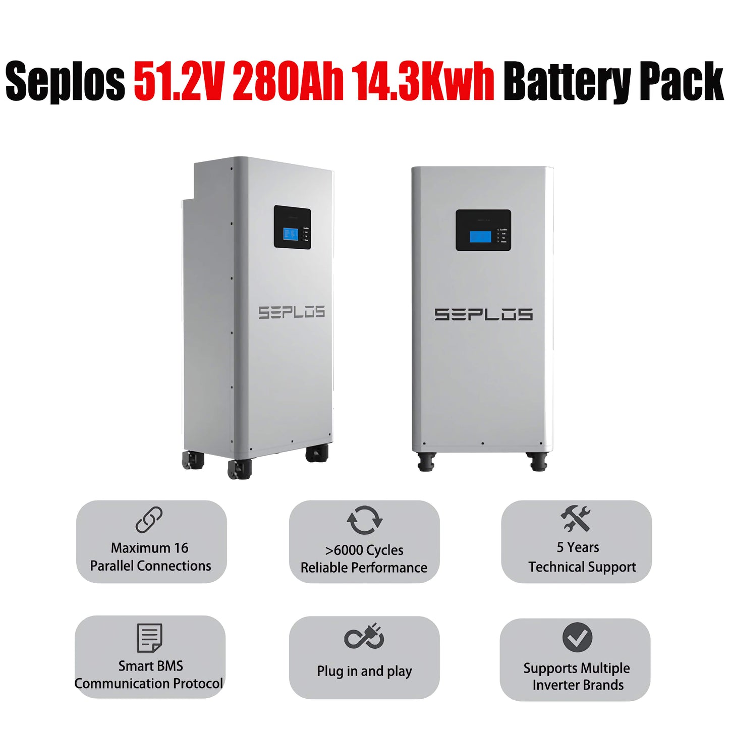 EU Stock Seplos MASON 280L Vertical Solar Energy Storage Battery Pack with 10A Active Balance Lifepo4 Battery Pack for Home Energy Storage System