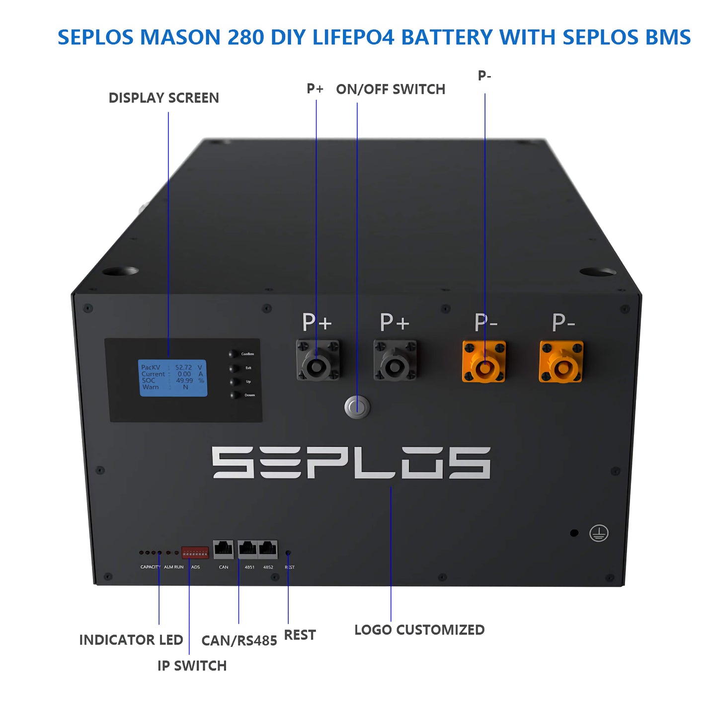 EU Stock Seplos MASON 280 48V 280Ah 16S Lifepo4 Battery Box DIY Stackable Kits Bundle With Seplos BMS 3.0 Active Balance (Without Cells)
