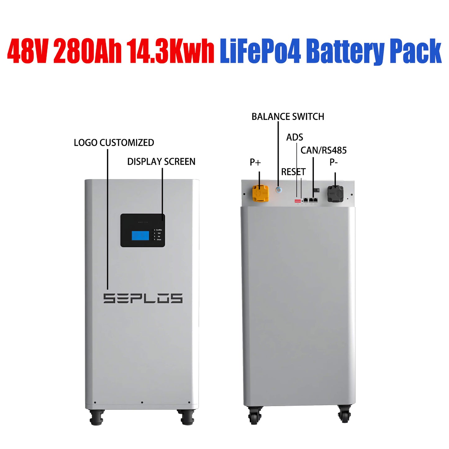 EU Stock Seplos MASON 280L Vertical Solar Energy Storage Battery Pack with 10A Active Balance Lifepo4 Battery Pack for Home Energy Storage System