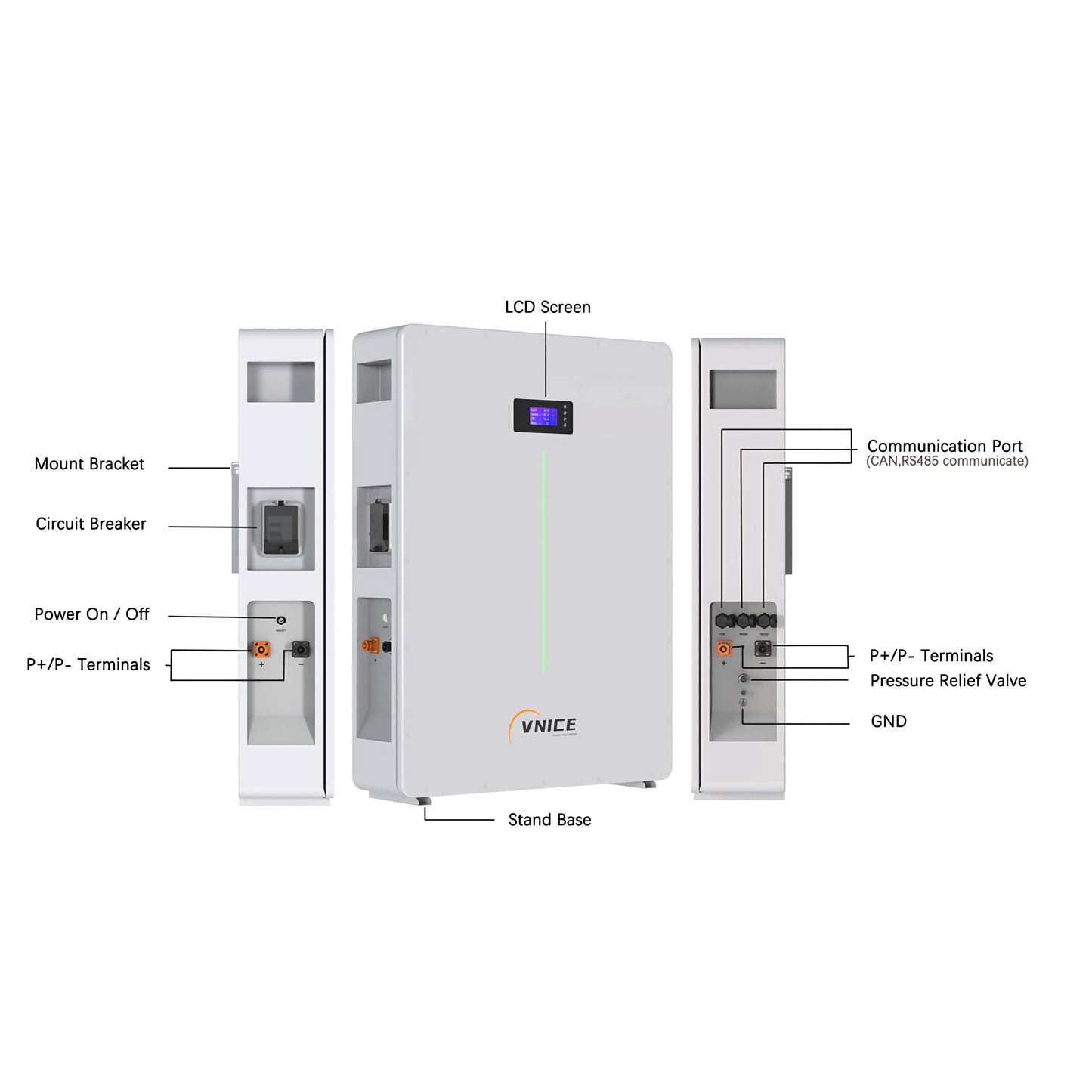 VNICE Razzi 5K LifePO4 Semi-Solid State Battery 51.2V 100Ah 5KWH Lithium Ion Battery for Home and Solar Energy Storage
