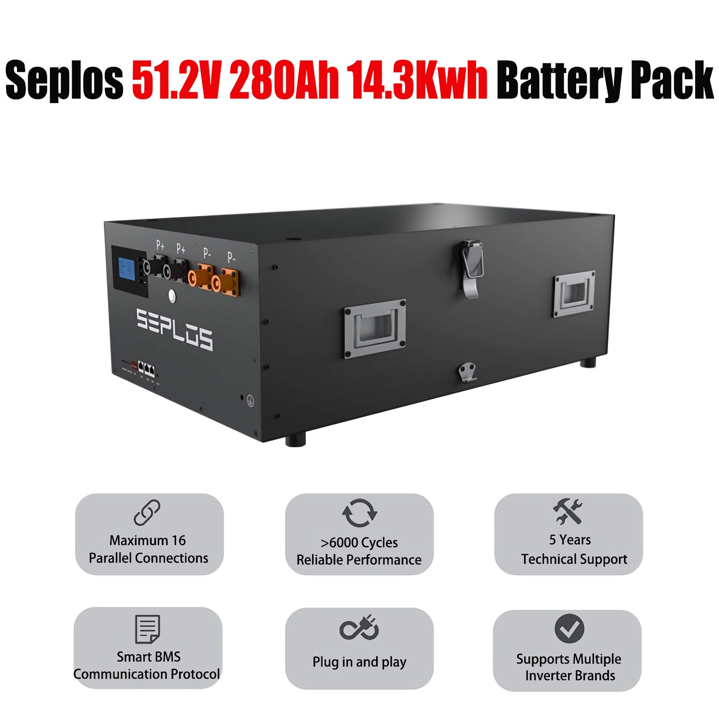 EU Stock Seplos 48V 280Ah Lithium Iron Phosphate 14.3kwh LiFePO4 Battery Pack With 10A Active Balance Board For Solar Home Energy Storage