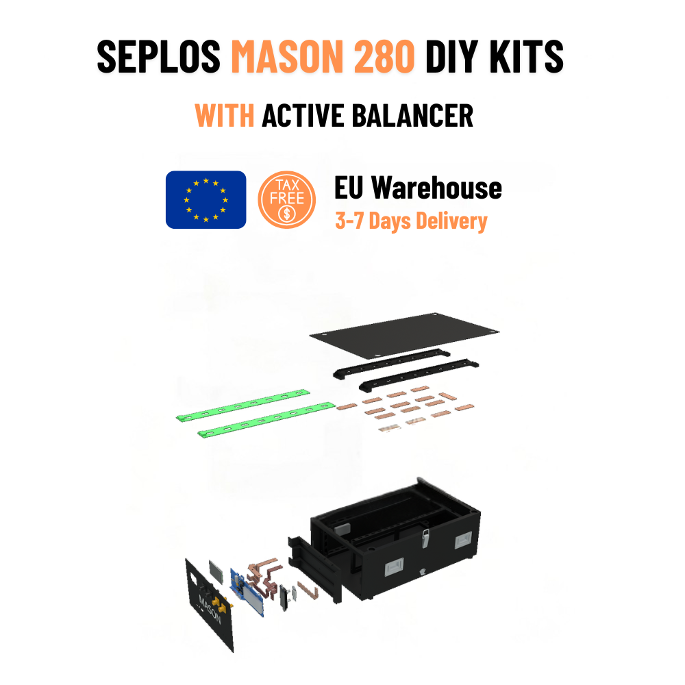 Front view of Seplos Mason 280 DIY battery box with 10A balancer