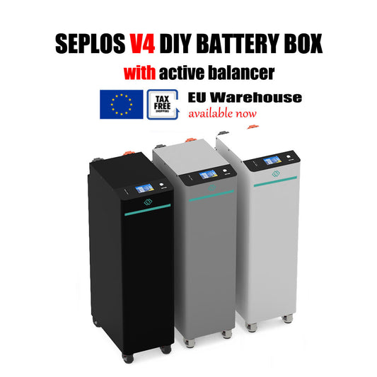 EU Stock SEPLOS V4 （Black）DIY battery box vertical with wheel 51.2V 280Ah with 10A active balance bundle (without cells)
